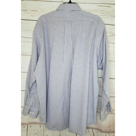 Eagle Reg Fit Non Iron Stretch Collar Violet Blue Mini Checkered 17 1/2 34/35 - Picture 5 of 12